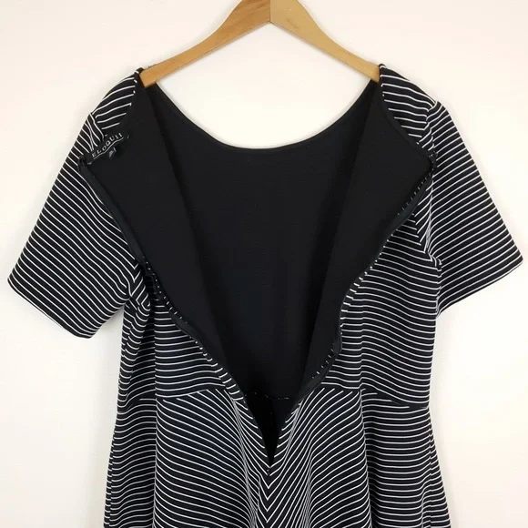 Eloquii Fit and Flare Black & White Stripe Dress - Picture 6 of 6